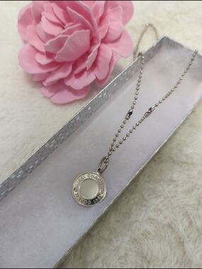 Coach Silver-Tone Round Logo Necklace Upcycled Charm Beautiful Condition